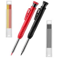 Solid Carpenter Pencil Refill Leads Deep Hole Mechanical Pens for Wood Glass Metal Marking Tool Kit for Woodworking Architect Drawing Drafting