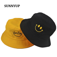 SUNNY หมวกทรงบักเก็ตยิ้ม Face Unisex แฟชั่น Bob หมวกฮิปฮอป Gorro ชายหมวกปีกกว้าง