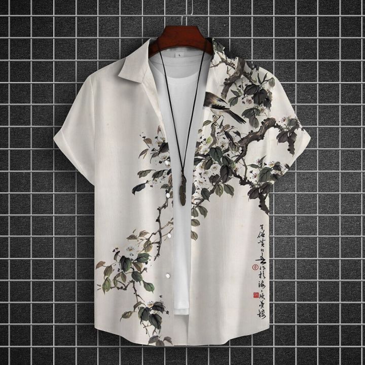 เสื้อพิมพ์ลาย3d-สำหรับผู้ชายเสื้อพิมพ์ลายเสื้อฮาวายเสื้อกระโปรงหน้าร้อนสำหรับผู้ชาย