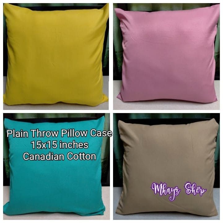 Plain Throw Pillow Case with Zipper / Pure Canadian / 15x15 inches / Punda  Style