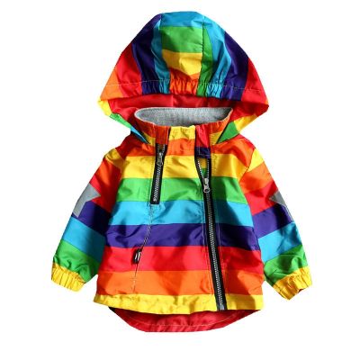 LILIGIRL Boys Girls Rainbow Coat Hooded Sun Water Proof Childrens Jacket for Spring Autumn Kids Clothes Clothing Outwear