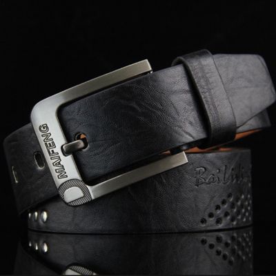 2019 Leather Belt Men Classic Pin Buckle Men 39;s Belt Luxury Genuine Punk Rivet Waist Belt Vintage Metal Embossing Mens Belts Hot