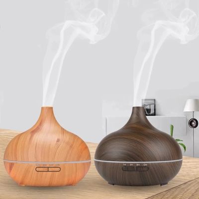 【DT】  hotAir Humidifier Electric Air Diffuser Aroma Humidifier Mist Wood Grain Oil Aromatherapy Mist Maker LED Light For Car Home