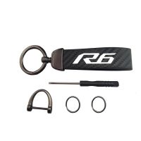 Motorcycle Accessories Key Chain Leather Carbon Fibre Keyring for Yamaha YZF R6 2016 2017 2018 2019 2020 2021 2022 YZFR6 YZF-R6