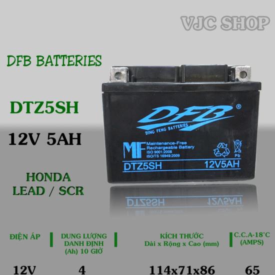 Bình ắc quy xe honda scr hãng dfb batteries dung lượng 12v 5ah - ảnh sản phẩm 1