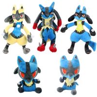 โปเกมอนอะนิเมะ Lucario สีฟ้าสีแดงสีเหลืองสัตว์สัตว์เลี้ยงตุ๊กตา P Eluch การ์ตูนนุ่มยัดไส้ของเล่นตุ๊กตาคริสต์มาสของขวัญวันเกิดสำหรับเด็ก