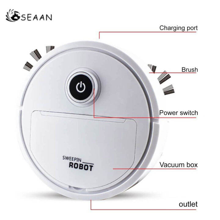 เครื่องทำความสะอาดขนาดเล็กใช้ในครัวเรือนอัตโนมัติเครื่องดูดฝุ่นอัจฉริยะดูดหุ่นยนต์กวาดบ้านเครื่องดูดฝุ่นอัจฉริยะชาร์จ-usb