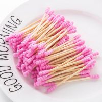 ☫✸▧ 100PCS Cotton Swabs Disposable Cleaning Buds Swab Pointed Swab Applicator Wooden Sticks Applicator Colorful Cleaning Tool