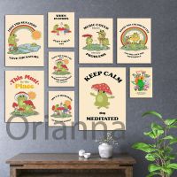 Vintage 70S กบโปสเตอร์ผ้าใบ Wall Art - Retro Home Decor ภาพวาดคำคมสร้างแรงบันดาลใจสำหรับห้องนั่งเล่น