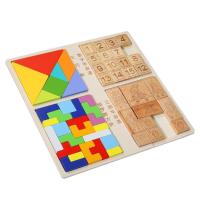 Colorful 3D Puzzle Wooden Educational Toys Tangram Math Game Children Pre-school Magination Shapes Puzzle Toy For Kids Jigsaw famous