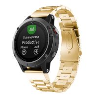 สำหรับ Garmin Fenix 5สายนาฬิกาโลหะสแตนเลสสามเม็ดขนาด: 22มม. (สีดำ) (ขายเอง)