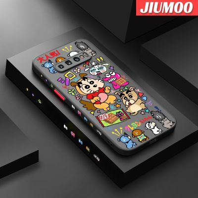 JIUMOO เคสปลอกสำหรับ Samsung Galaxy S10 4G,S10 Plus S10 Lite เคส Graffiti Shin-Chan ลายกระจกหลังเป็นฝ้าบางเฉียบด้านหลังเคสแข็งขอบซิลิโคนเคสมือถือป้องกันกล้องคลุมทั้งหมด