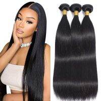 Straight Bundles Human Hair Brazilian Weaving Natural Black 1/3/4 Bundles Deal 10A Virgin Hair 28 30 Inch Raw Hair Extensions Wig  Hair Extensions  Pa