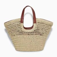 ㍿✵ COS woven tote bag 2023 summer new straw woven vegetable basket handbag travel shopping bag vacation beach bag