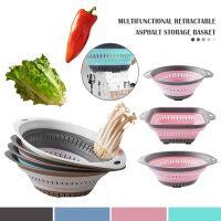 【CC】 Folding Silicone Storage Basket Multi-use Fruit Vegetable Drainer Draining Organzier Gadgets