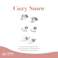 Ledajewelrybkk?:925 Silver (เงินแท้ ) Cozy Snow Set เซตต่างหู พร้อมกล่อง และผ้าเช็ดเครื่องประดับ