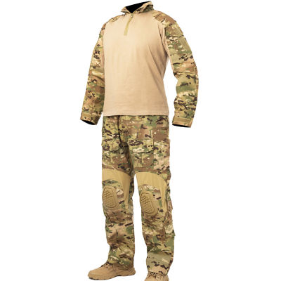 Mege Tactical Camouflage Military Combat Uniform Set Shirts Cargo Pants with Pads G3 Outdoor Soldier Paintball Clothing