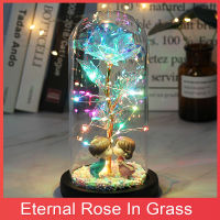 LED Eternal Rose In Glass 24K Gold Foil Flower with Fairy String Lights In Dome for Wedding Valentines Day Gift Dropshipping