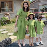 【YF】 Mom Daughter Dress Mother Son Matching Outfits 2022 Summer Korean Women Girls Dresses Baby Boy Sets Brother And Sister Clothes