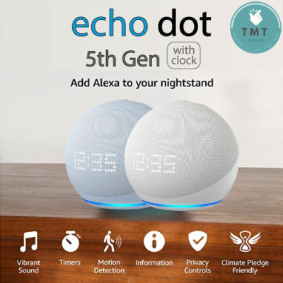Amazon Echo Dot 5th Gen With Clock ลำโพงอัจฉริยะใช้งานผ่านคำสั่งเสียงและอุปกรณ์ไฟฟ้าในบ้าน รุ่น5th Smart speaker Alexa