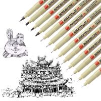 Pigment Liner Micron Pen Set Different Tip Fineliner Neelde Drawing Pen 005 01 02 03 04 05 08 1.0 Brush Art Marker Sketching Pen