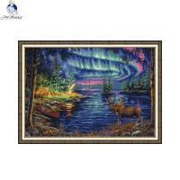 Northern Lights Scenery Pattern Cross Stitch Kits DIY Art Pattern 11CT 14CT Canvas Printing Needlework Embroidery Kit Home Decor