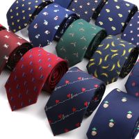 Novelty Men 39;s Skinny Ties Animal Fruit Patten Red Blue Jacquard Neckties For Wedding Party Business Suits Daily Wear Cravat Gift