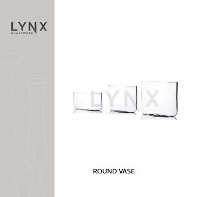 LYNX - ROUND VASE - แจกันแก้ว ทรงวงรี กลมแบน แฮนด์เมด เนื้อใส ความสูง 10 ซม., 20 ซม. และ 30 ซม.