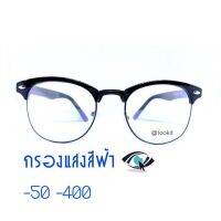 แว่นสายตาสั้น กรองแสงสีฟ้ามัลติโค๊ต มีสายตา -50ถึง-400 ( BLUE Block , MULTICOAT ) ทรงแคชอายสั้น (กรอบพร้อมเลนส์สายตา)