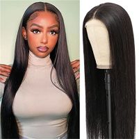 Straight Wig With Bangs Synthetic Lace Wigs Natural Black Glueless Wig With Bangs Heat Resistant Fiber Wigs For Women Cosplay