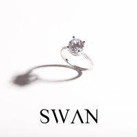 SWAN - Solitaire Round Ring แหวนเงินแท้ ฝังเพชรคิวบิกเซอร์โคเนีย cubic zirconia