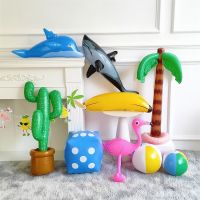 【hot】∈ Inflatable Trees Beach Balls Cactus Classic Pool for Hawaiian Luau Birthday Decorations