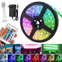 แถบไฟ LED คริสต์มาส5050เทปนำแสดงโดย RGB ยาว15เมตร,ไฟแถบไฟ LED ยืดหยุ่นได้พร้อมรีโมทและตัวเชื่อมต่อสายเคเบิล3-In-1 DC12V ปลั๊ก US