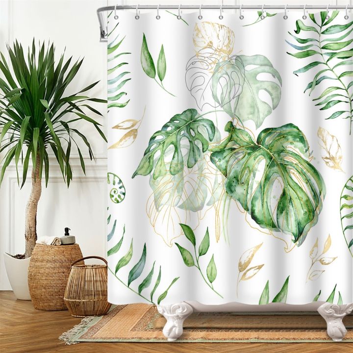 tropical-turtle-leaf-shower-curtains-plants-bohemia-curtain-waterproof-polyester-curtain-boho-bath-curtain-home-decor-with-hooks