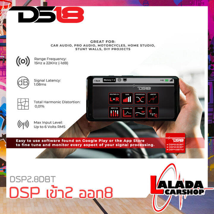 2023-ds18-รุ่น-dsp2-8dbt-ชุดปรับแต่ง-จูนระบบเสียง-เครื่องเสียงรถยนต์-dsp-digital-sound-processor-เข้า2-ออก8-ch-ผ่านบลูทูธสมาร์ทโฟนด้วยการใช้ซ้อฟแวร์จาก-app-stor