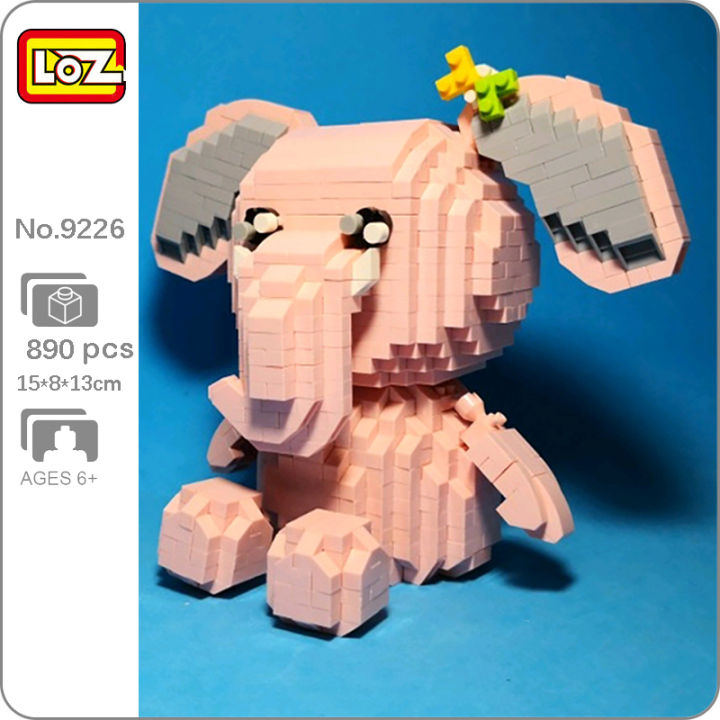 loz-9226สัตว์โลกสีชมพูช้างดอกไม้โบว์สัตว์เลี้ยงตุ๊กตา3d-รุ่น-diy-มินิเพชรอิฐบล็อกอาคารของเล่นสำหรับเด็กไม่มีกล่อง