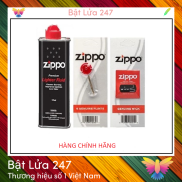 Combo 3 Phụ Kiện Xăng - Đá - Bấc Zippo chính hãng Mỹ, có logo