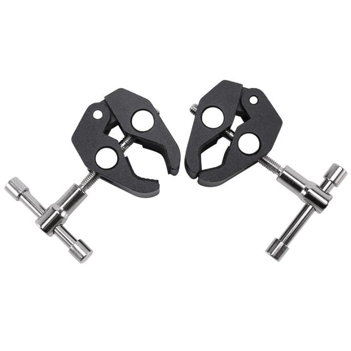 2pack-super-clamp-crab-clamp-photography-with-1-4-and-3-8-inch-thread-rod-clamp-pliers-clip-for-dslr-rig-cameras-15mm-rods-lights-umbrellas-hooks-shelves-plate-glass