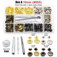 60100 sets 10mm 12.5mm 15mm Metal Snap Fastener Button Press Popper With Tool Leather Bag Clothes Jacket Repair Assortment Kit