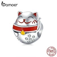 BAMOER Fashion Charm 925 Silver Fit Bracelet Maneki Neko