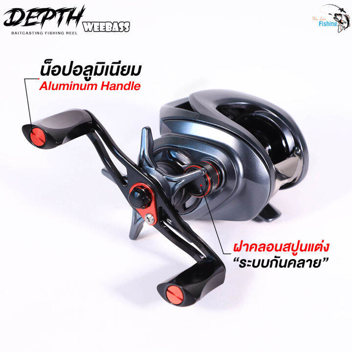 รอกหยดน้ำตัวเทพ-ค่าย-weebass-รุ่น-depth-เดพ-กำลังเบรกหนักๆ-8-กิโล-จัดเต็มแผ่นเบรก-4-แผ่น-ระบบ-drag-washer-c-matrix-ออปชันติ๊กเสียงปลาลาก