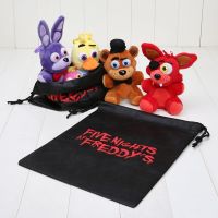 [HOT ZHLSWKCXKLKWHG 543] 4ชิ้น/เซ็ต14ซม. FNAF Fox Bear Bonnie ของเล่น Plush จี้พวงกุญแจตุ๊กตาพร้อมกระเป๋า