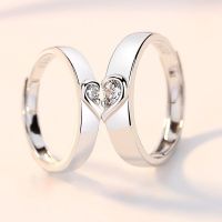 2022 Romantic Couple Wedding Ring For Woman Men 2Pcs Love Heart Zircon Adjustable Rings Fashion Engaged Promise Jewelry Gifts