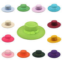 โดมสีเขียวโบว์ Fedora หมวก9เซนติเมตรปีกแจ๊สหมวกด้านบนฤดูใบไม้ผลิฤดูหนาวสุภาพสตรีเว้าหมวกด้านบนรู้สึกหมวกปานามาหมวกหมวกปานามาหมวกหมวกหมวกหมวก