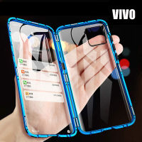 Vivo V27 5G/V27e/V25/E/X90/X90 Pro/Y33S/Y21/S/T/Y15S/Y15A/V21 5G/V20 Pro/V21e เคสแม่เหล็กโลหะสองด้านสำหรับ Vivo เคสแม่เหล็กสองด้านหน้าและหลังกระจกเทมเปอร์เคสโทรศัพท์คลุมทั้งหมดเคส360