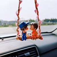 Anime Car Accessories Cute Couple on Swing Car Accessories Interior Romantic Couple Rearview Mirror Swing Pendant Ornament Gift
