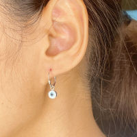 Tiny evil eye charm hoops | Sterling silver eye hoops | Blue eye charm hoop | 12mm ear hoops | E831