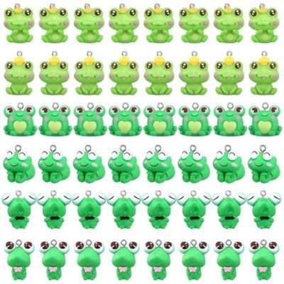 48 PCS Frog Charms for Jewelry Making Bulk Cute Animal Pendants Green Frog Keychain Charms Small Jewelry Making Charms