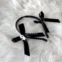 Original handmade headband pearl skull bow dark goth subculture halloween y2k hot girl hair accessories