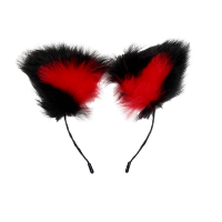 10pcs Double Colors Fox Cat Plush Ears Headband Shape Photo Party Show Girl Hair Accessories Black Red Anime Cosplay Costume